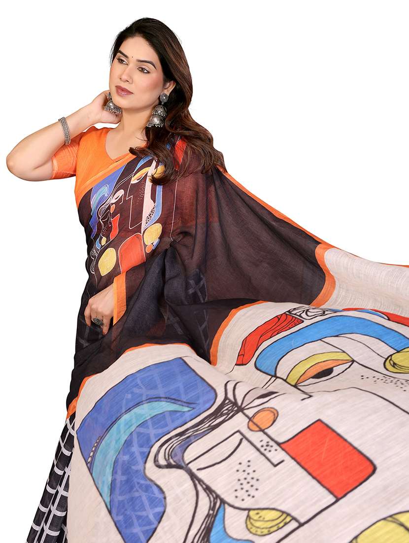 Women Printed Casual Wear Saree With Blouse - 22550440 -  Standard Image - 1