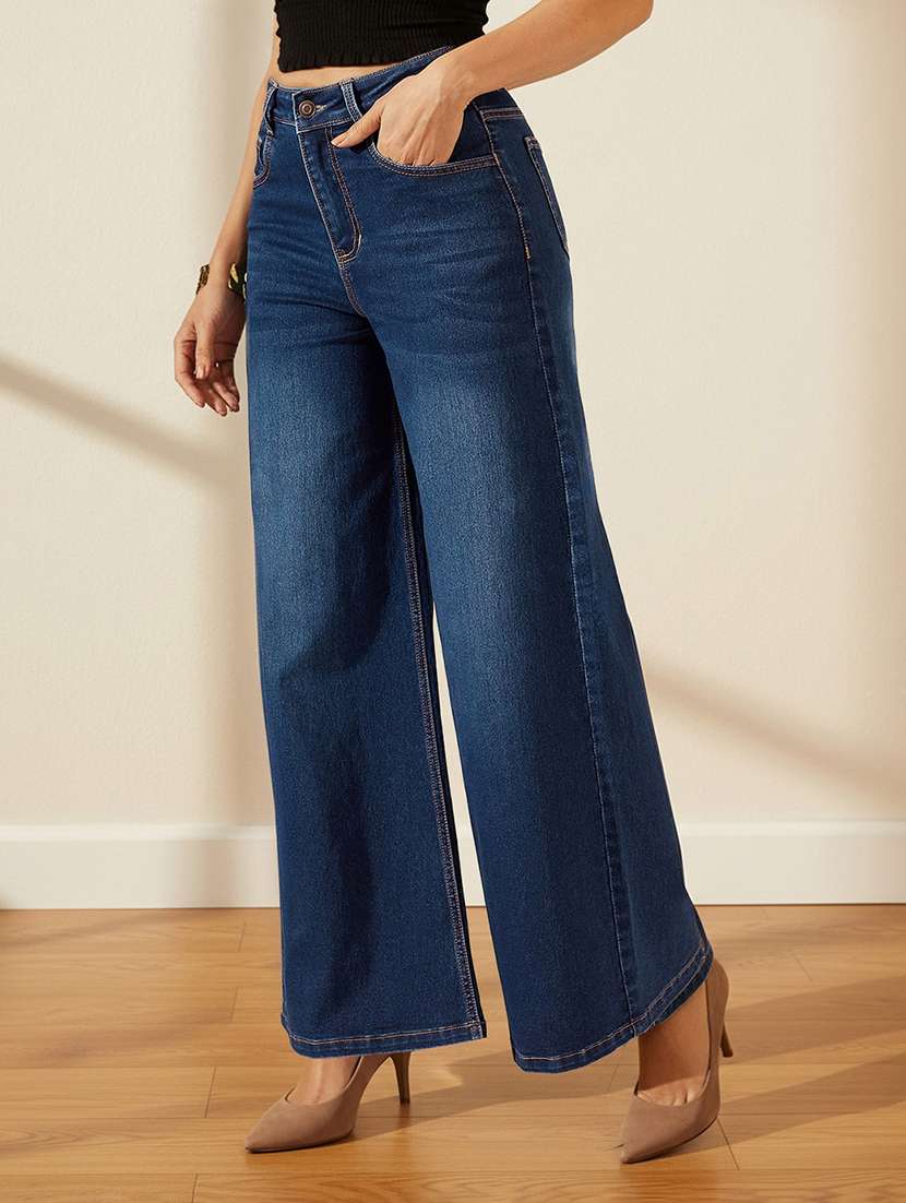 Women Washed High Rise Wide Leg Jeans - 22550458 -  Standard Image - 1
