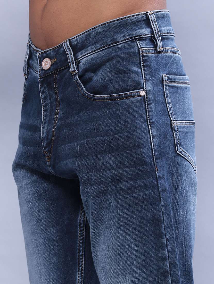 Men Washed Mid Rise Full Length Tapered Jeans - 22550487 -  Standard Image - 1