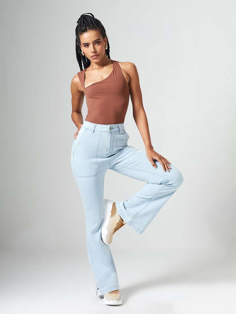 women solid high rise bootcut jeans - 22550878 -  Standard Image - 4