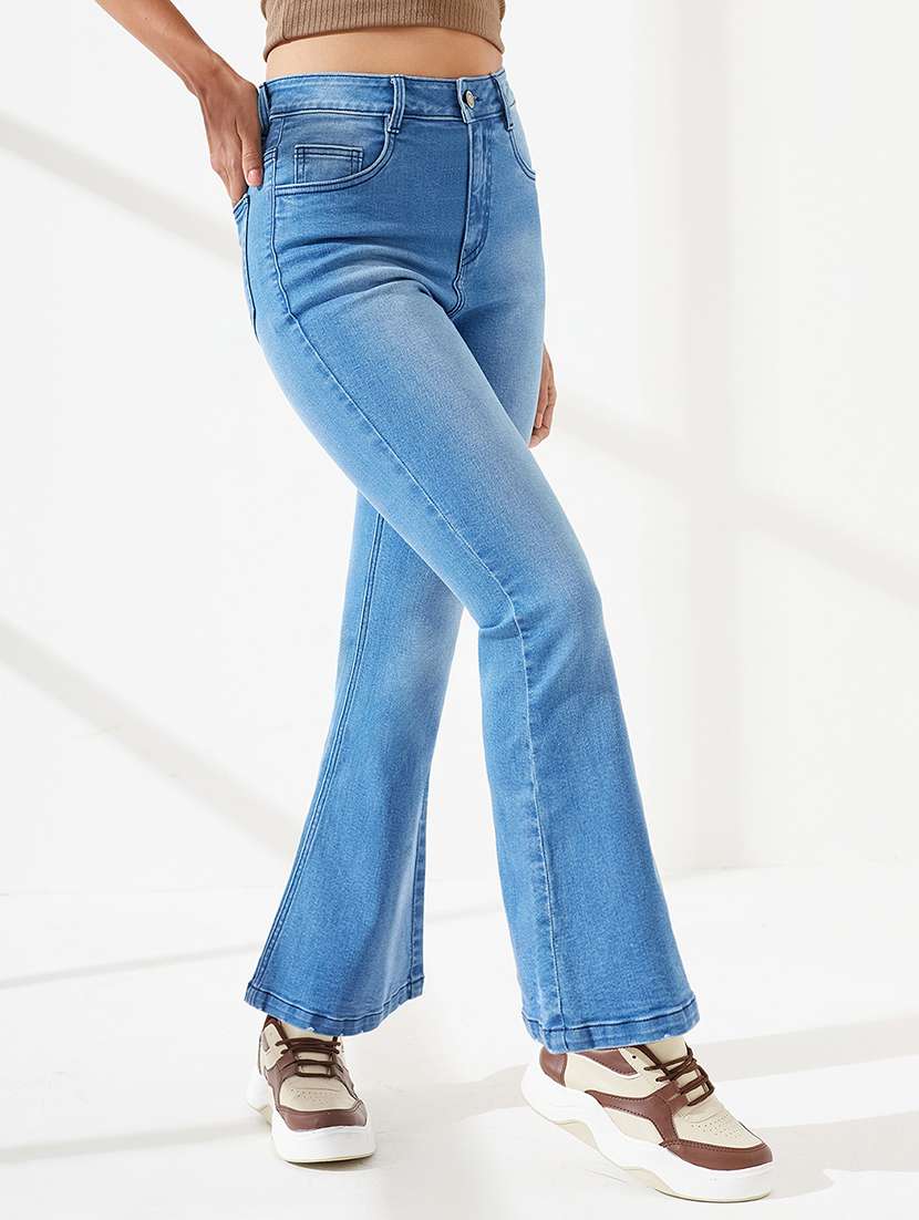 Women Washed High Rise Bootcut Jeans - 22550901 -  Standard Image - 1
