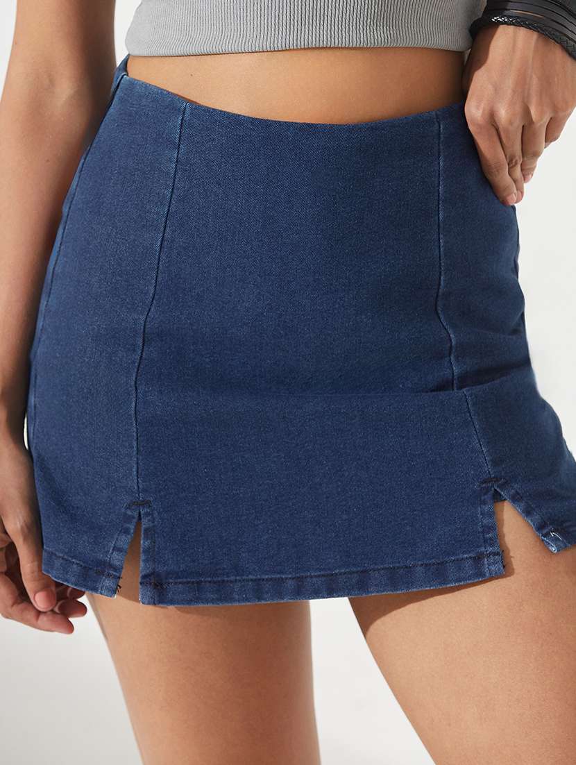 women solid high rise regular fit skort - 22550942 -  Standard Image - 1