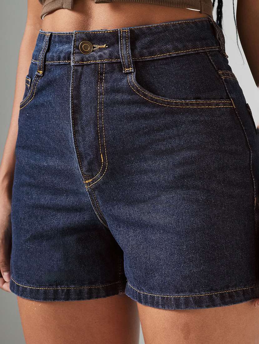 Women Washed High Rise Regular Fit Shorts - 22550943 -  Standard Image - 1