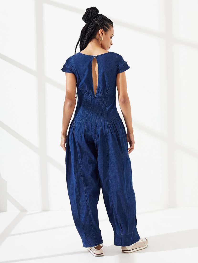 Women Solid Short Sleeves Full Leg Jumpsuit - 22551013 -  Standard Image - 4