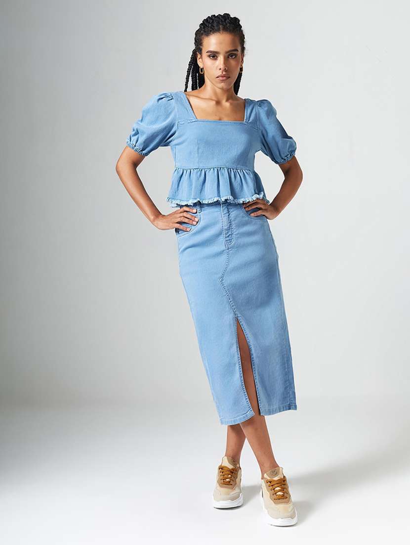 Women Solid Puff Sleeves Peplum Top - 22551020 -  Standard Image - 4