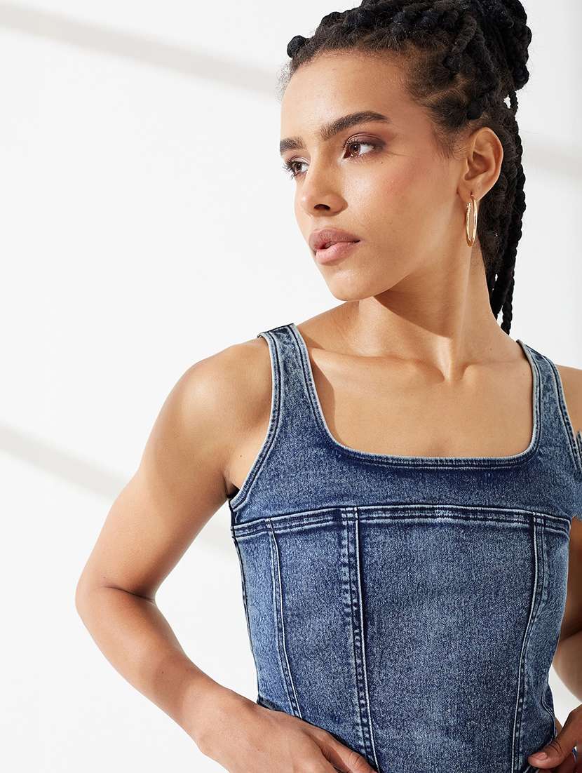 women solid sleeveless crop top - 22551022 -  Standard Image - 1