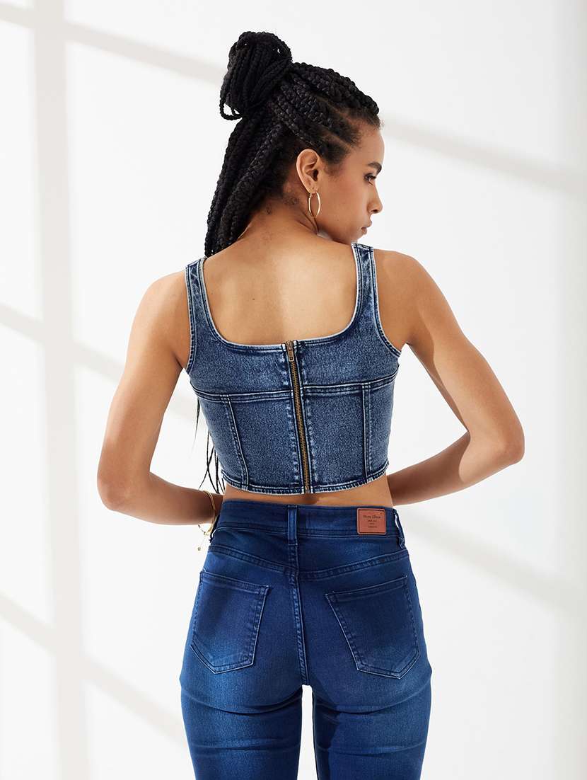 women solid sleeveless crop top - 22551022 -  Standard Image - 4