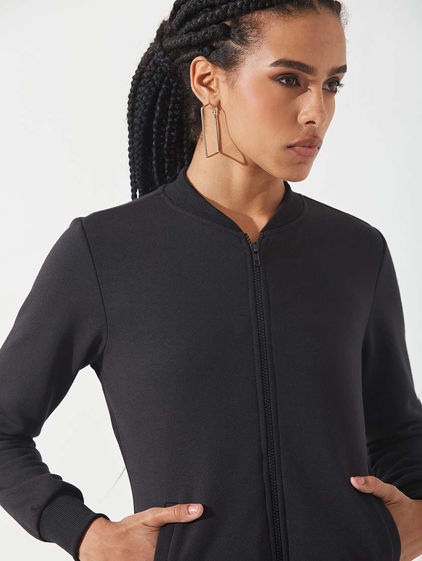 women solid long sleeves zipper sweatshirt - 22551028 -  Standard Image - 1