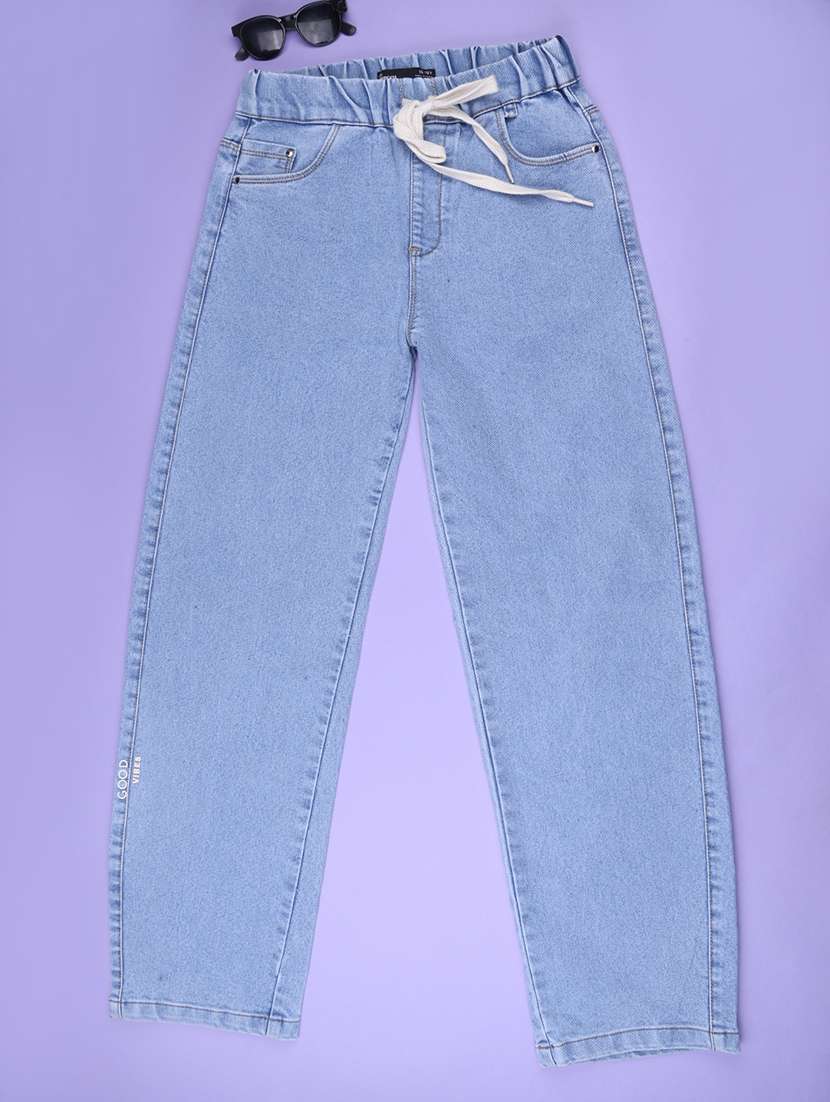 Girls Solid Mid Rise Straight Jeans - 22551295 -  Standard Image - 1