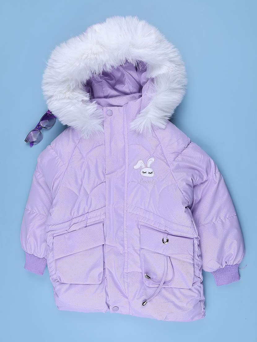 Girls Solid Long Sleeve Hooded Quilted Jacket - 22552299 -  Standard Image - 1