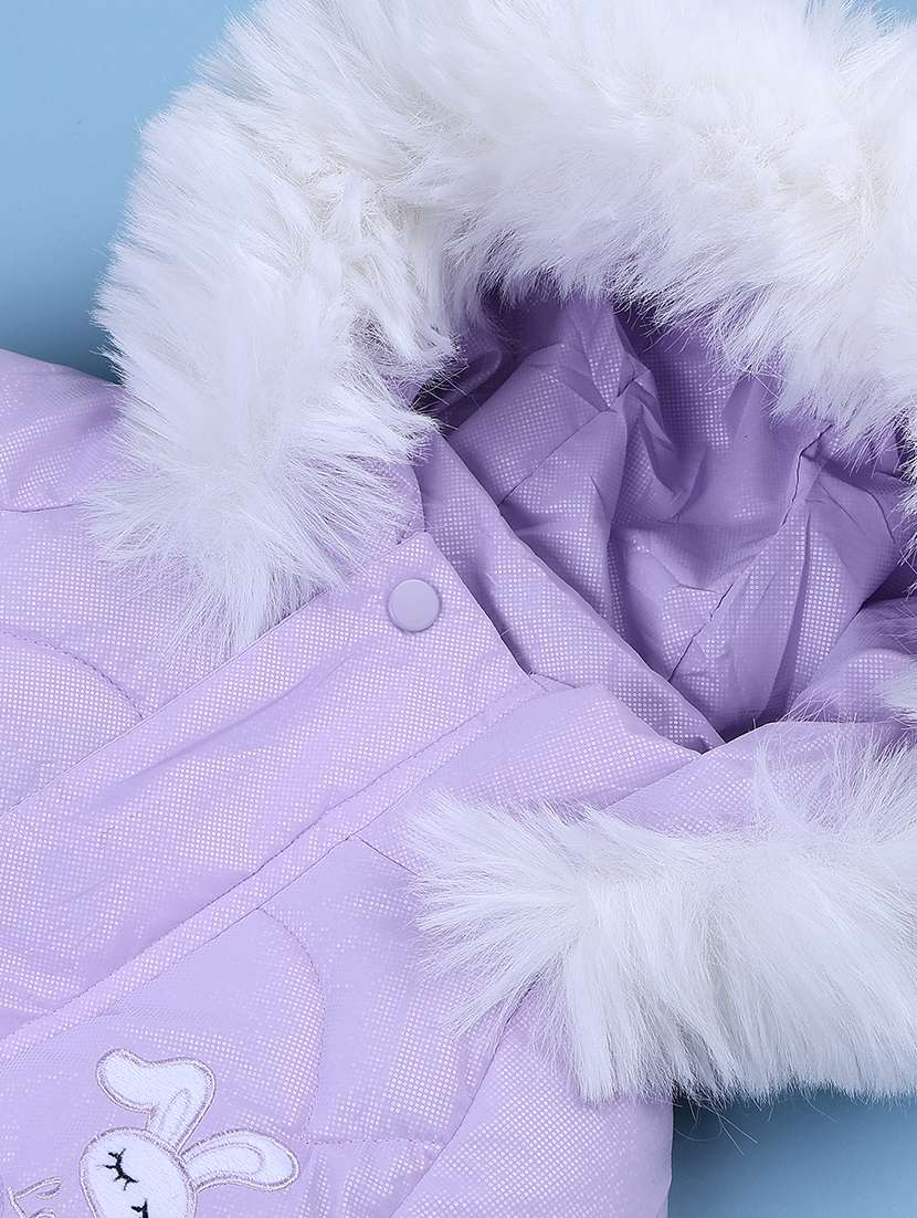 Girls Solid Long Sleeve Hooded Quilted Jacket - 22552299 -  Standard Image - 4
