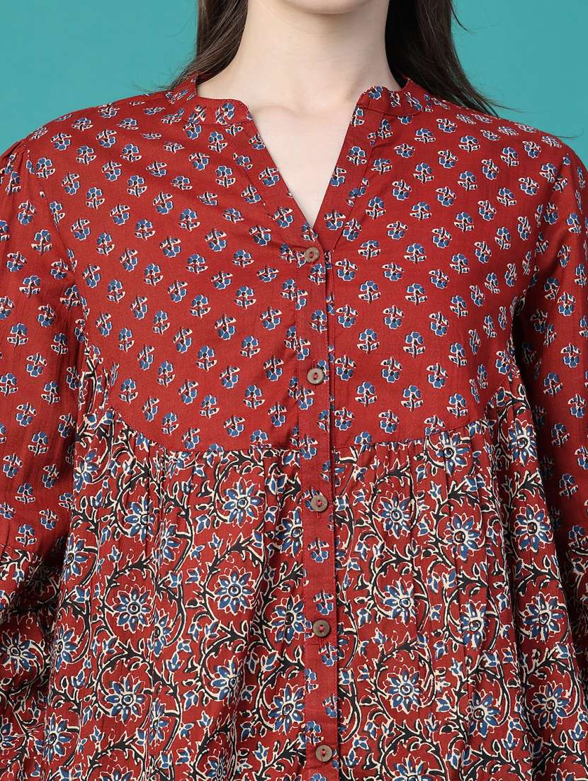 Women Printed Long Sleeves A-line Top - 22552484 -  Standard Image - 1