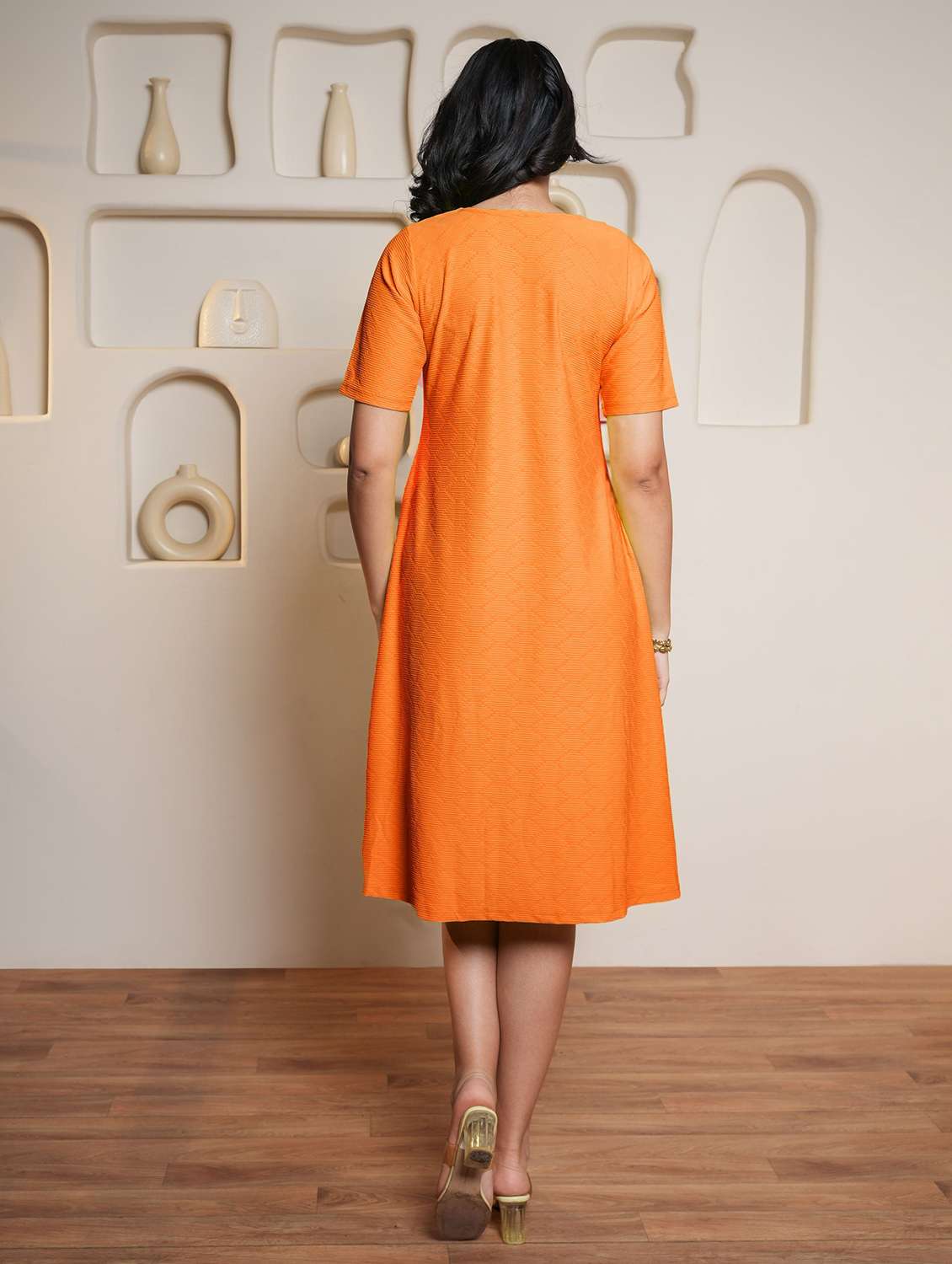 women self design v neck a-line dress - 22553295 -  Standard Image - 4