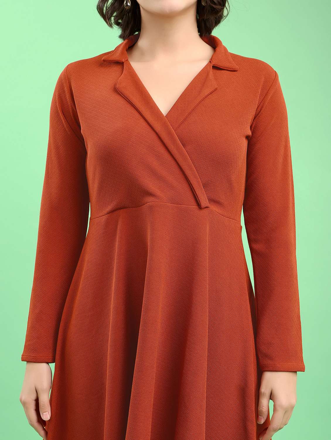 women self design long sleeves fit and flare dress - 22553316 -  Standard Image - 1