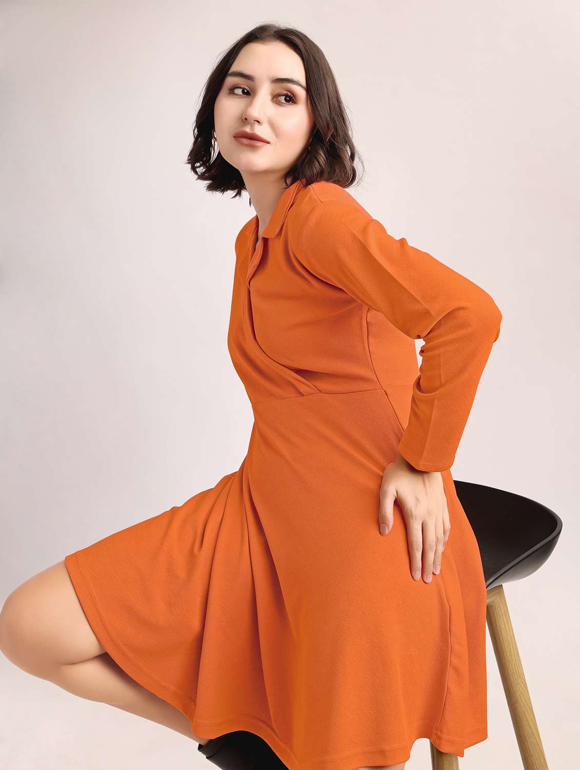 women self design long sleeves fit and flare dress - 22553317 -  Standard Image - 1