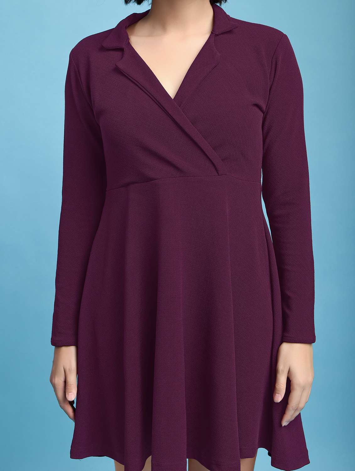 women self design long sleeves fit and flare dress - 22553319 -  Standard Image - 1