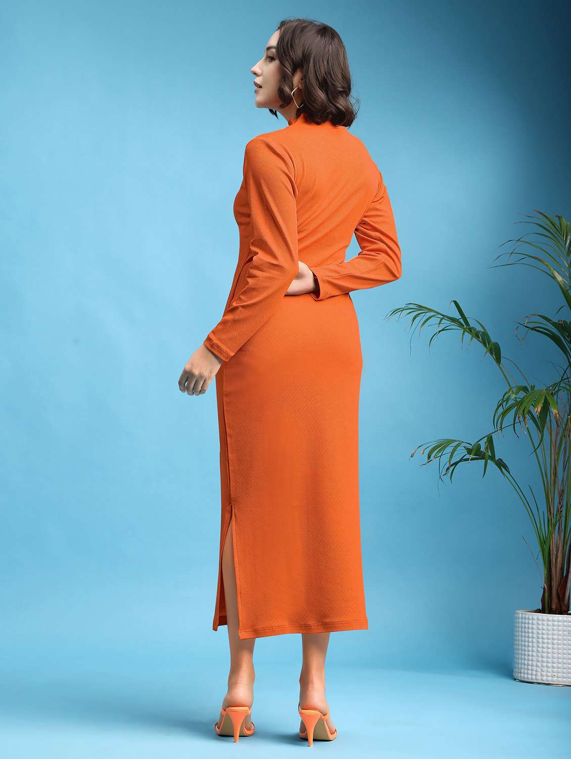 women solid long sleeves sheath dress - 22553331 -  Standard Image - 4