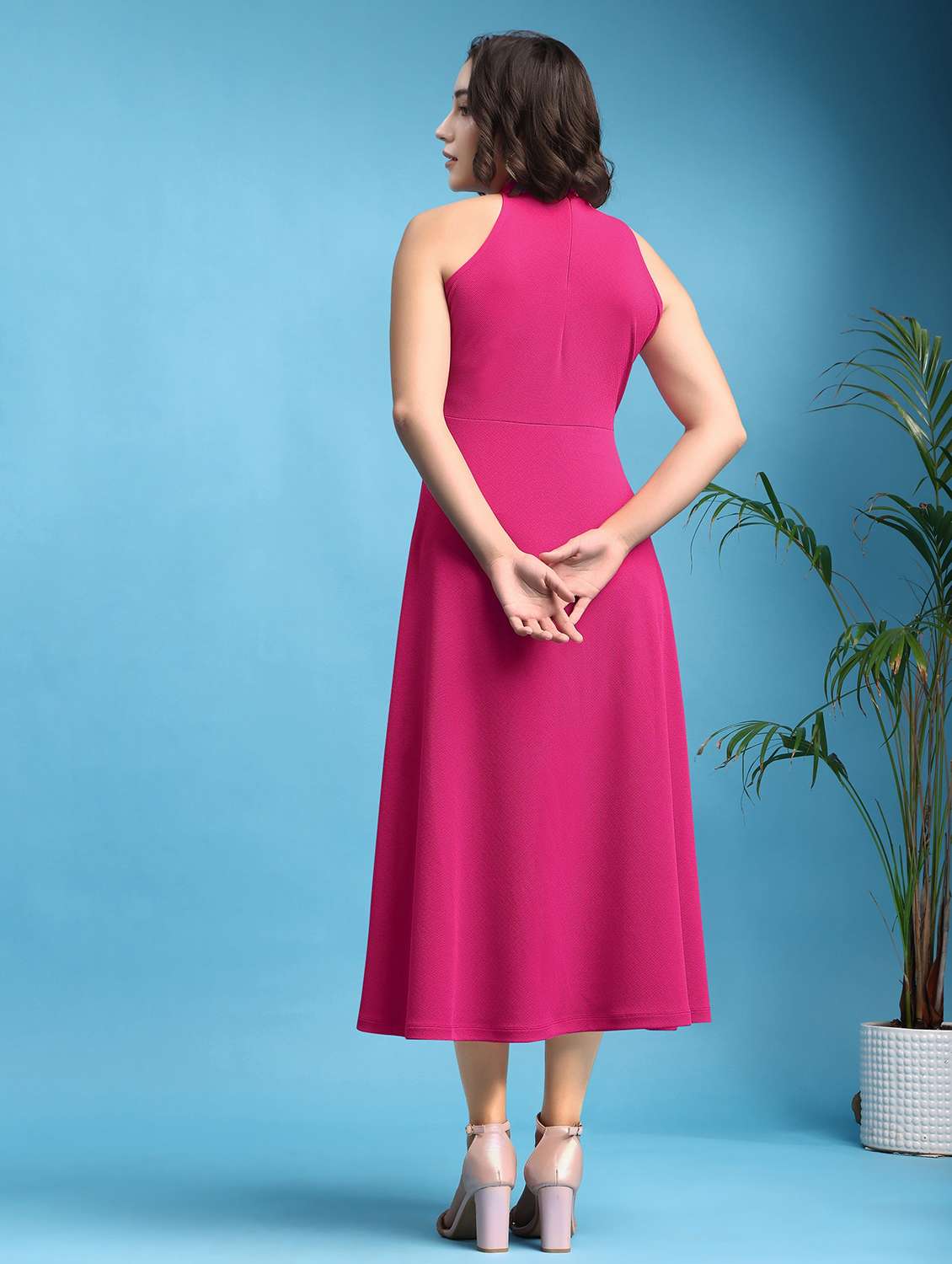 women solid sleeveless fit and flare dress - 22553343 -  Standard Image - 4