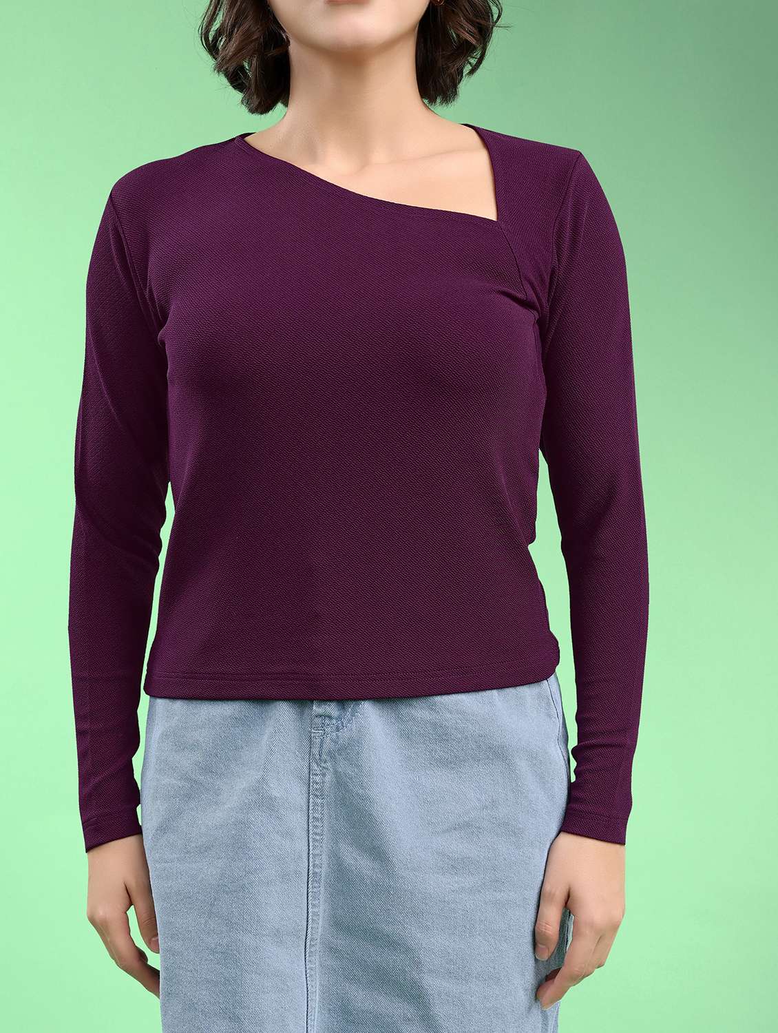 women solid long sleeves regular top - 22553573 -  Standard Image - 1