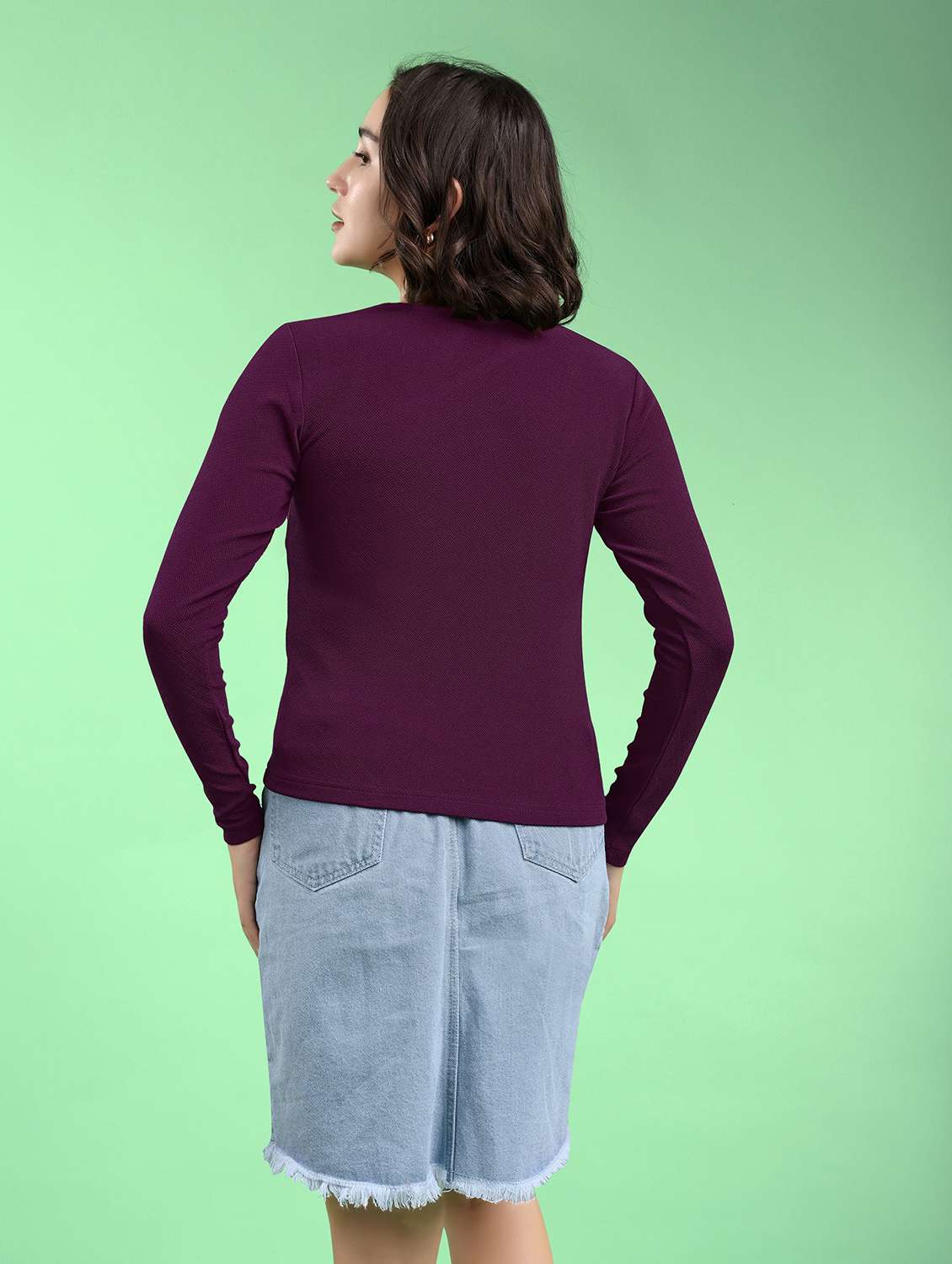 women solid long sleeves regular top - 22553573 -  Standard Image - 4