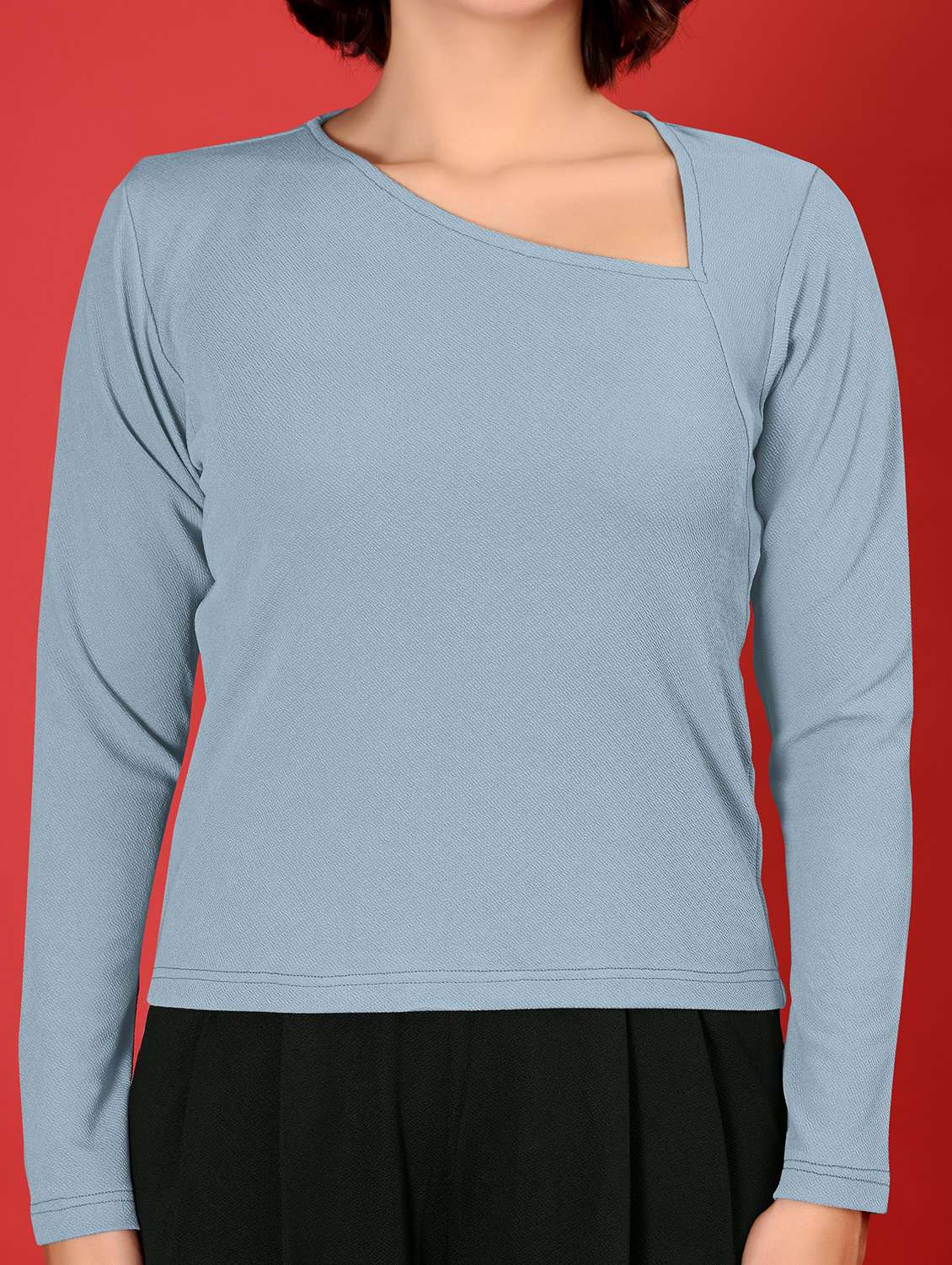 women solid long sleeves regular top - 22553575 -  Standard Image - 1