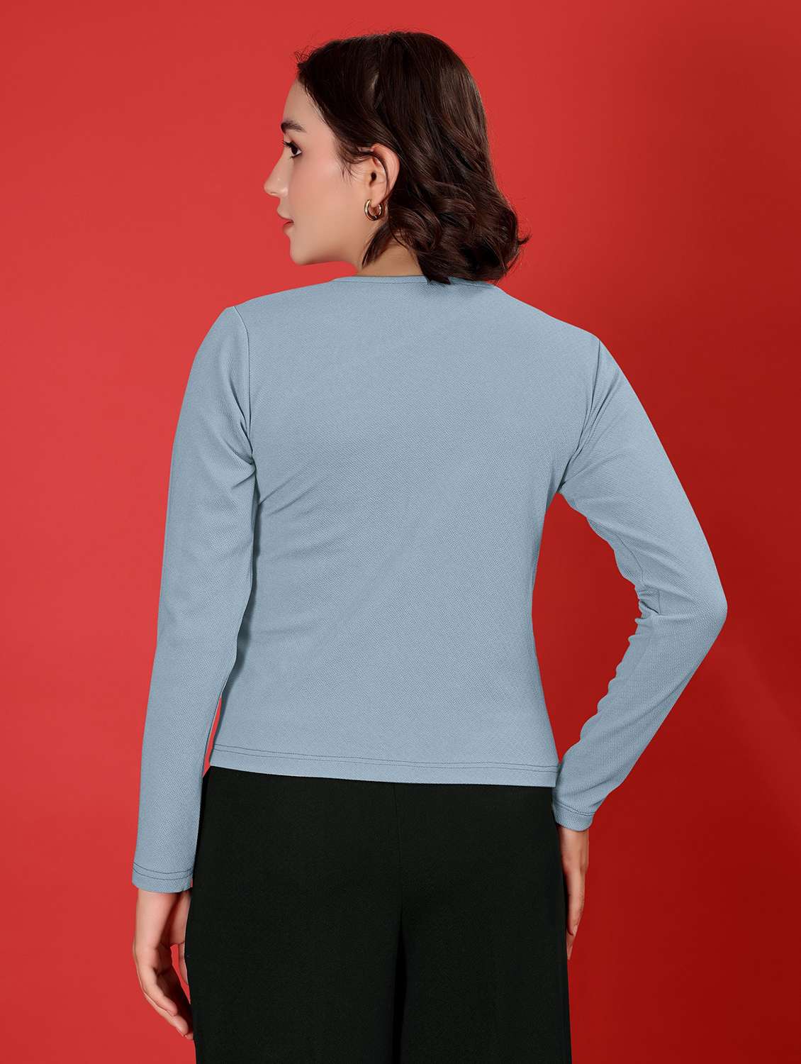 women solid long sleeves regular top - 22553575 -  Standard Image - 4
