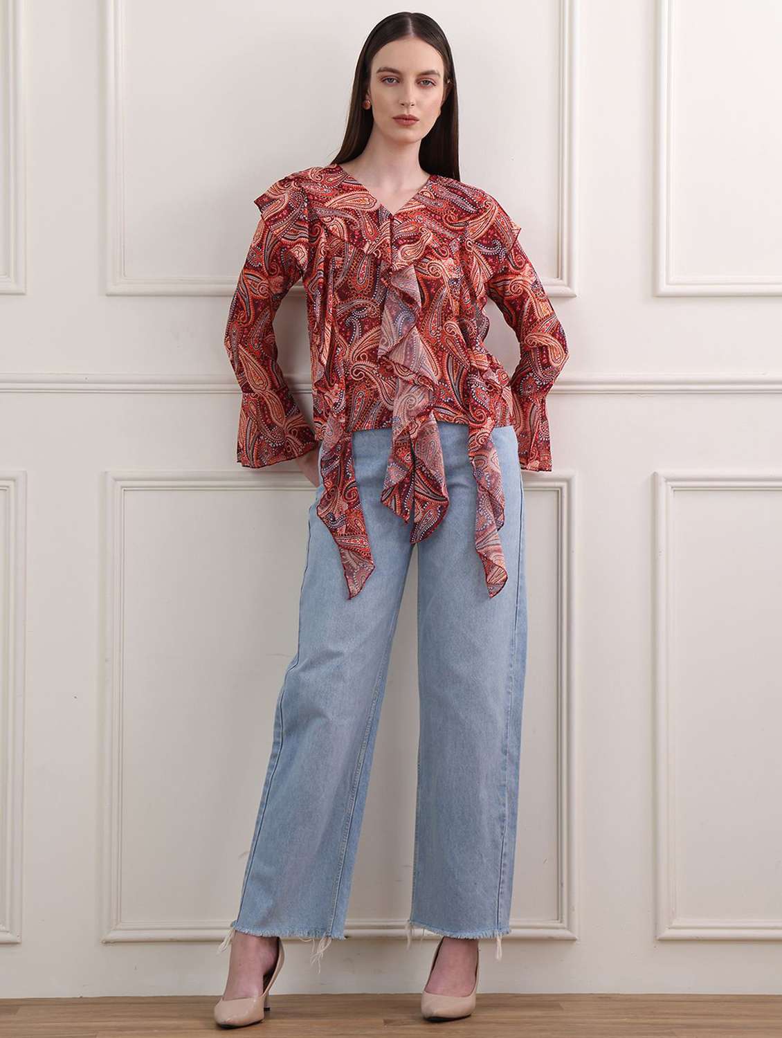 red georgette regular top - 22553602 -  Standard Image - 4