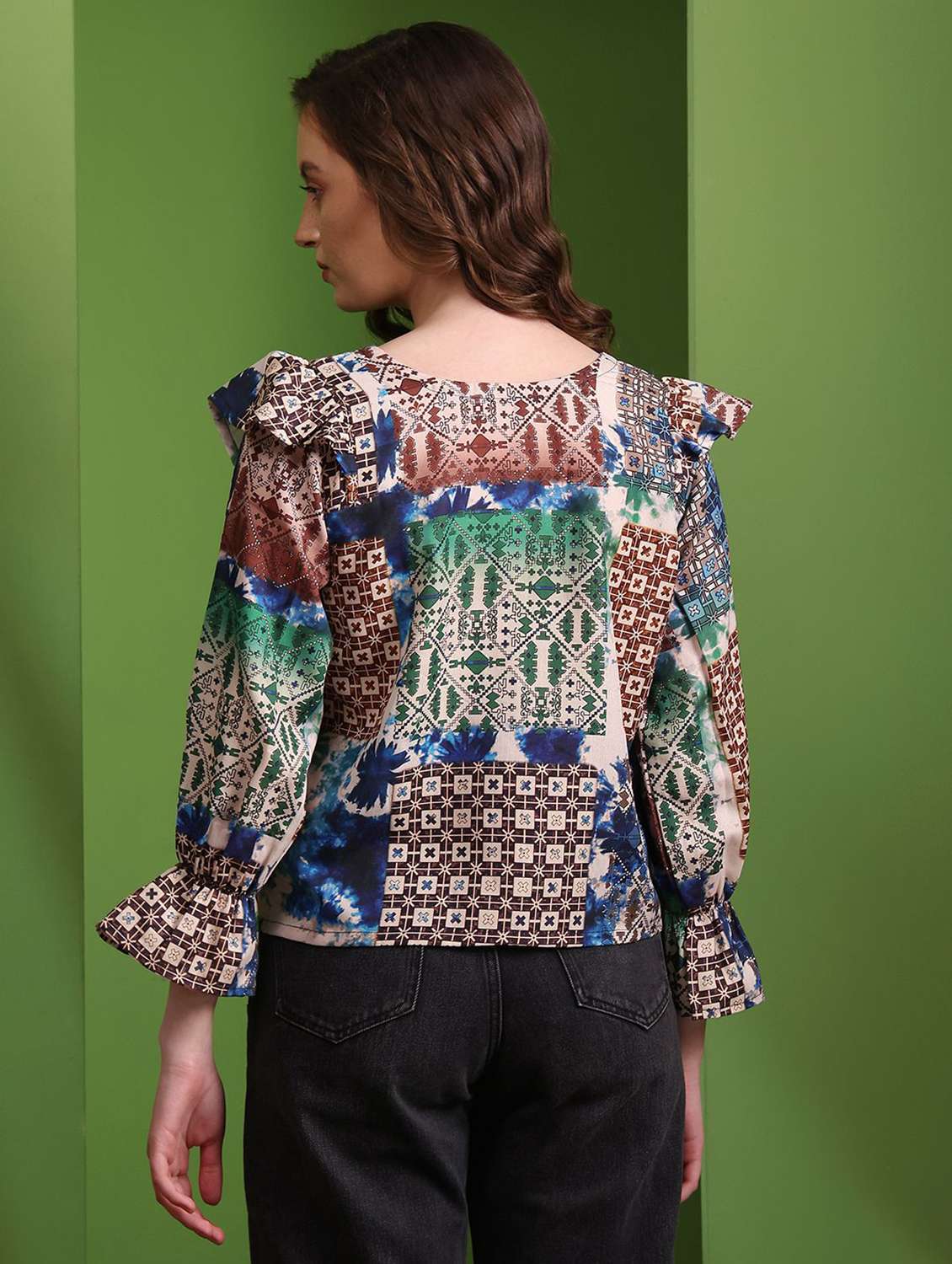 blue cotton blend regular top - 22553604 -  Standard Image - 4