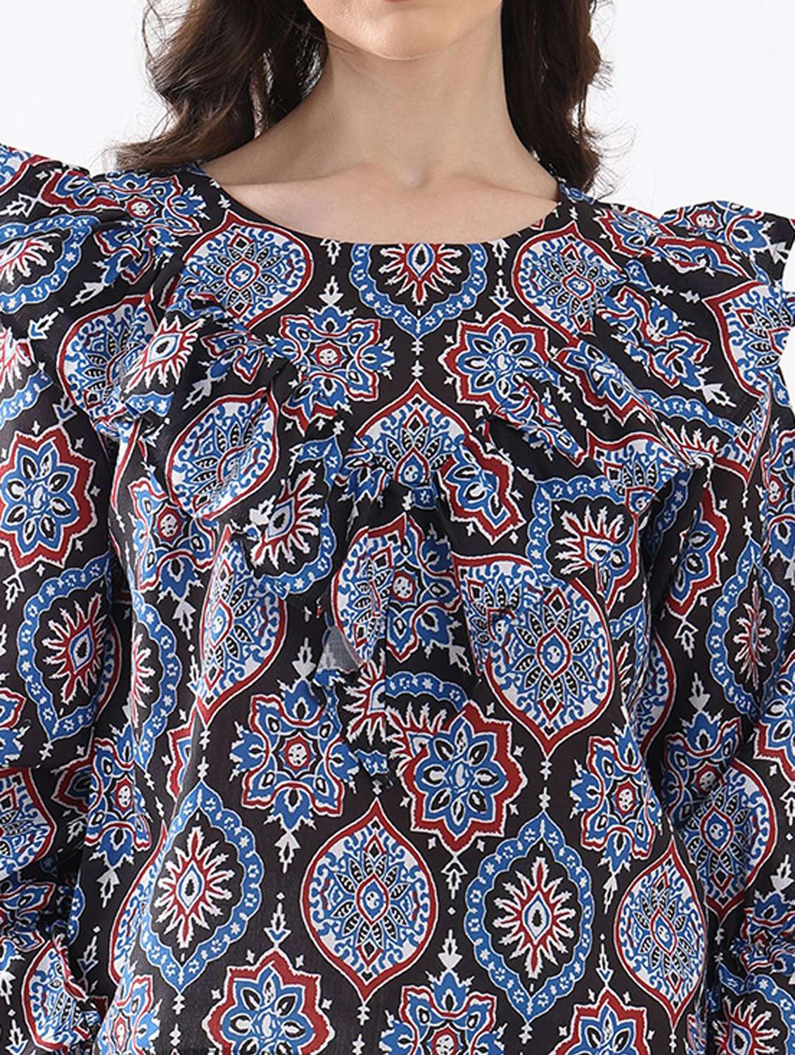 black cotton blend regular top - 22553605 -  Standard Image - 1