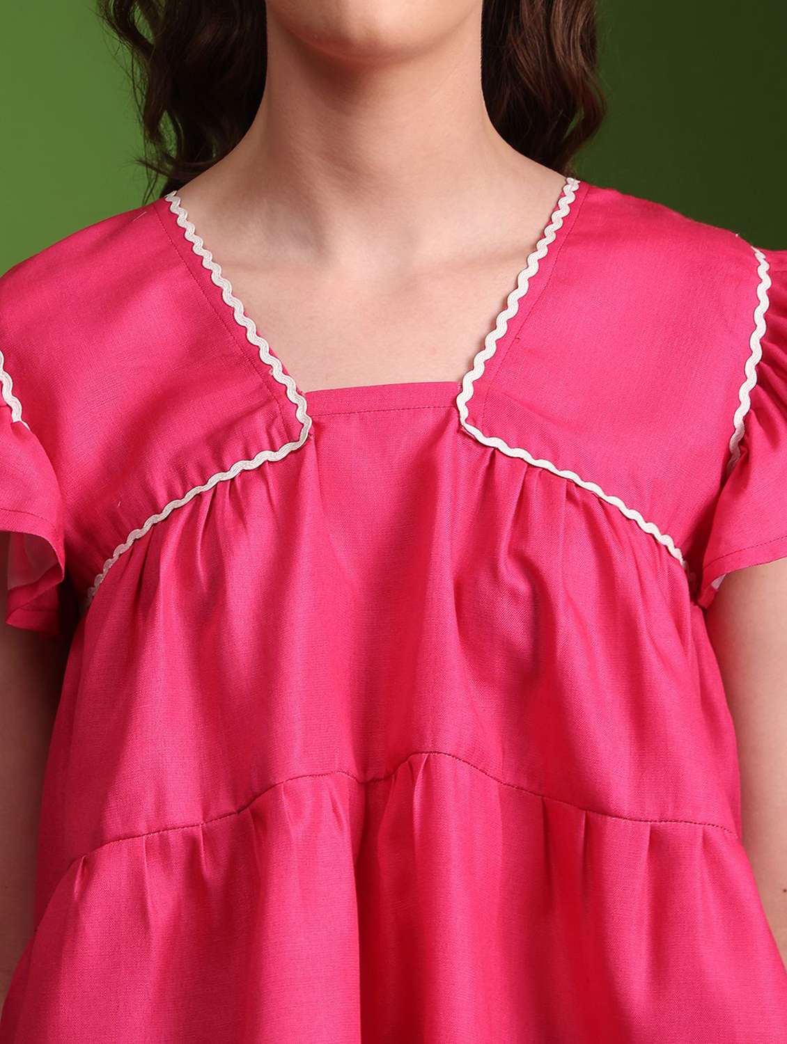 pink cotton blend tiered top - 22553609 -  Standard Image - 1