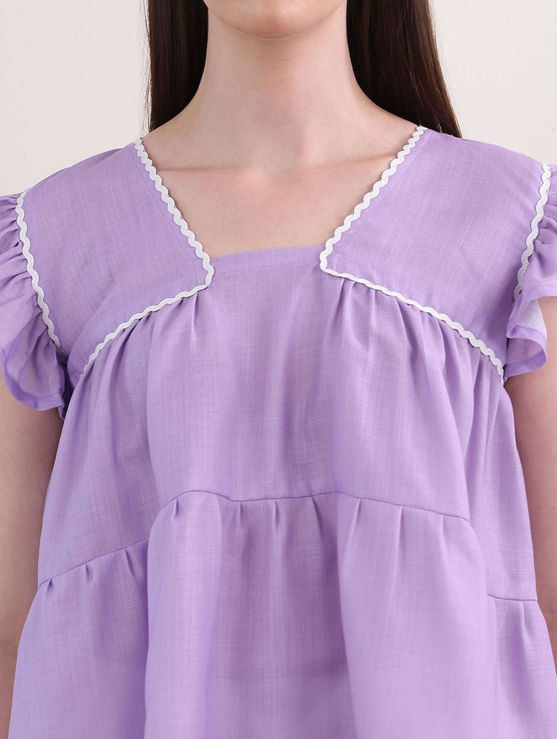 purple cotton blend tiered top - 22553611 -  Standard Image - 1