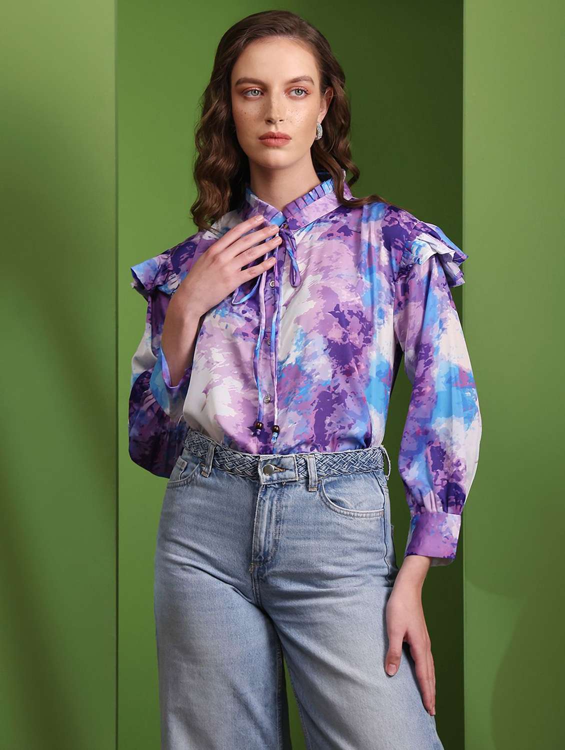purple polyester shirt top - 22553618 -  Standard Image - 1