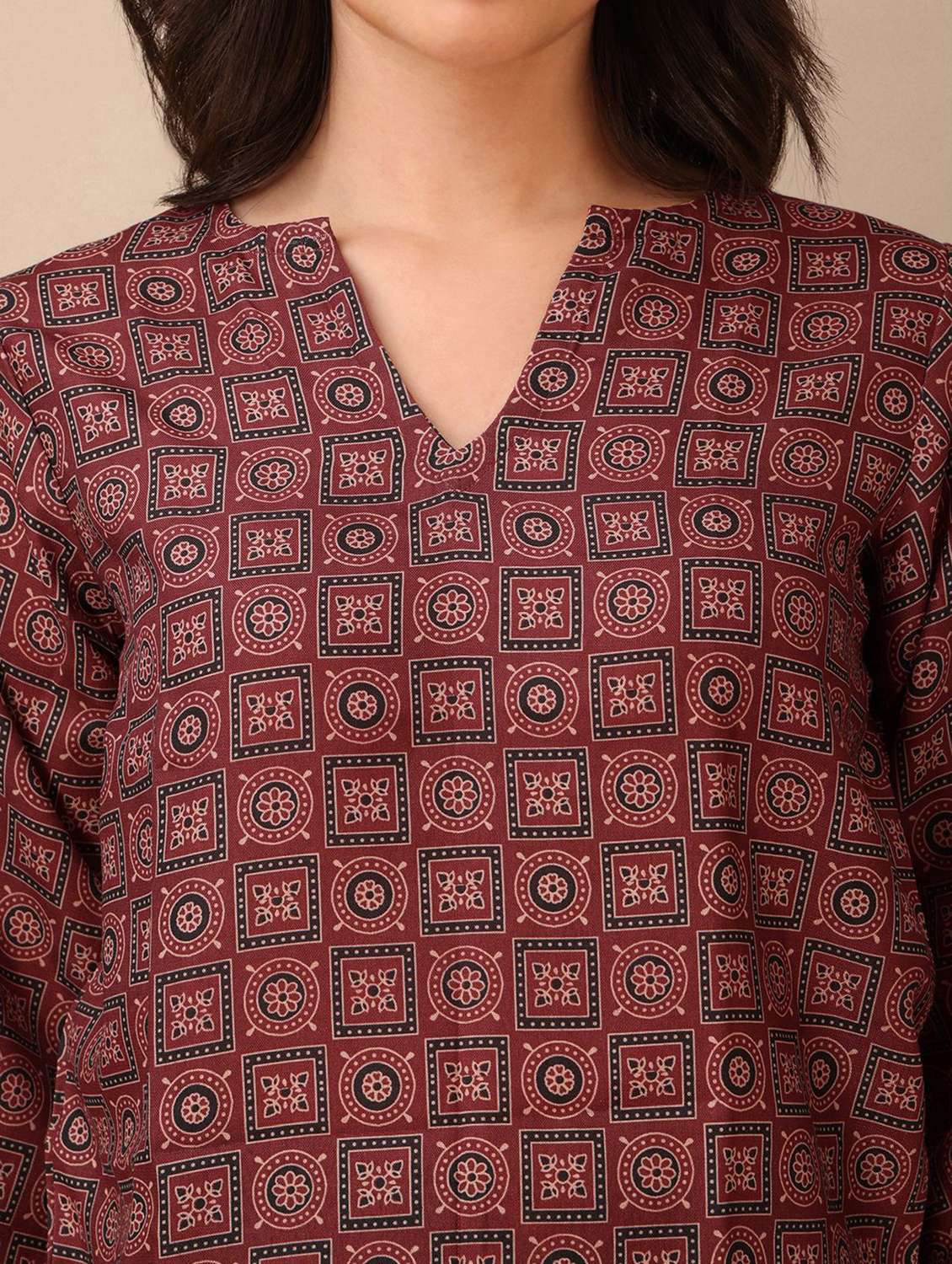 brown cotton blend regular top - 22553621 -  Standard Image - 1