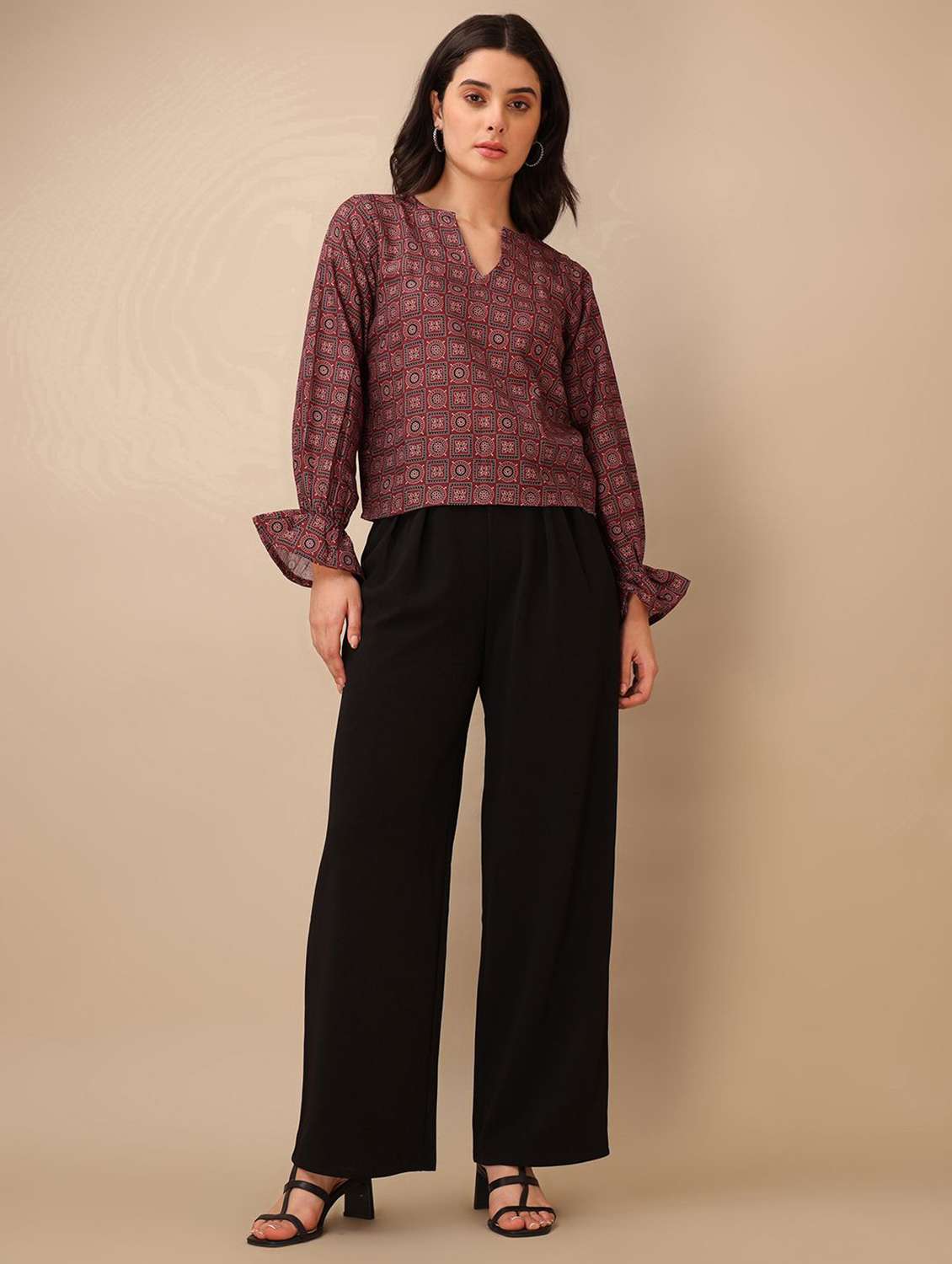 brown cotton blend regular top - 22553621 -  Standard Image - 4