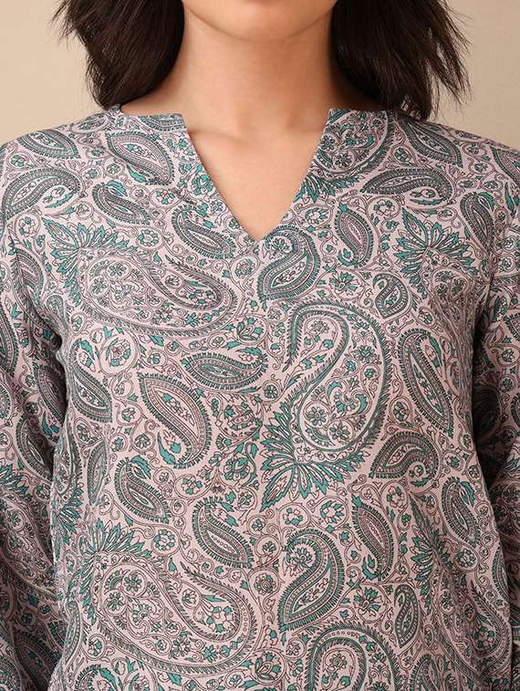 green cotton blend regular top - 22553623 -  Standard Image - 1