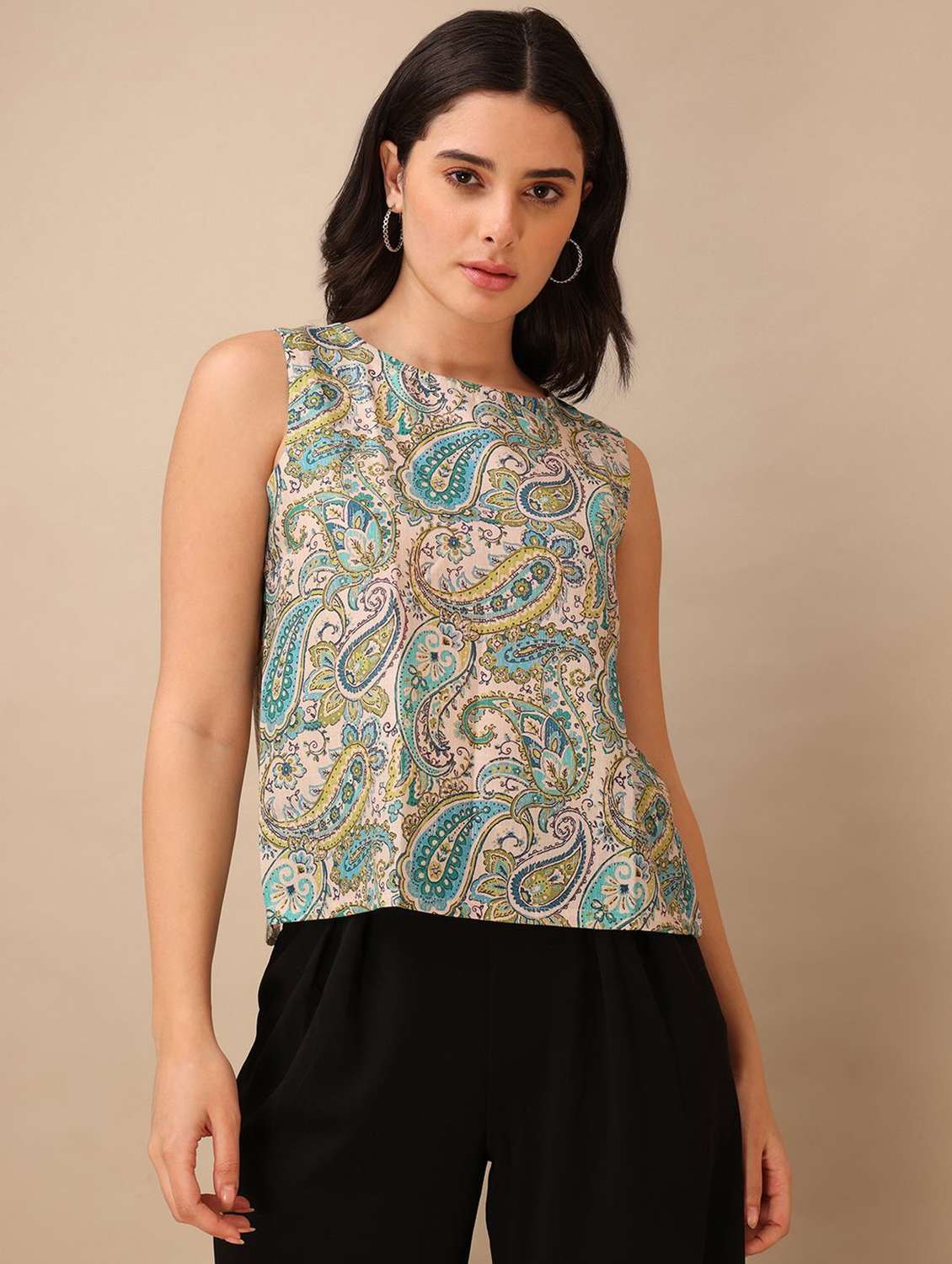 green cotton blend crop top