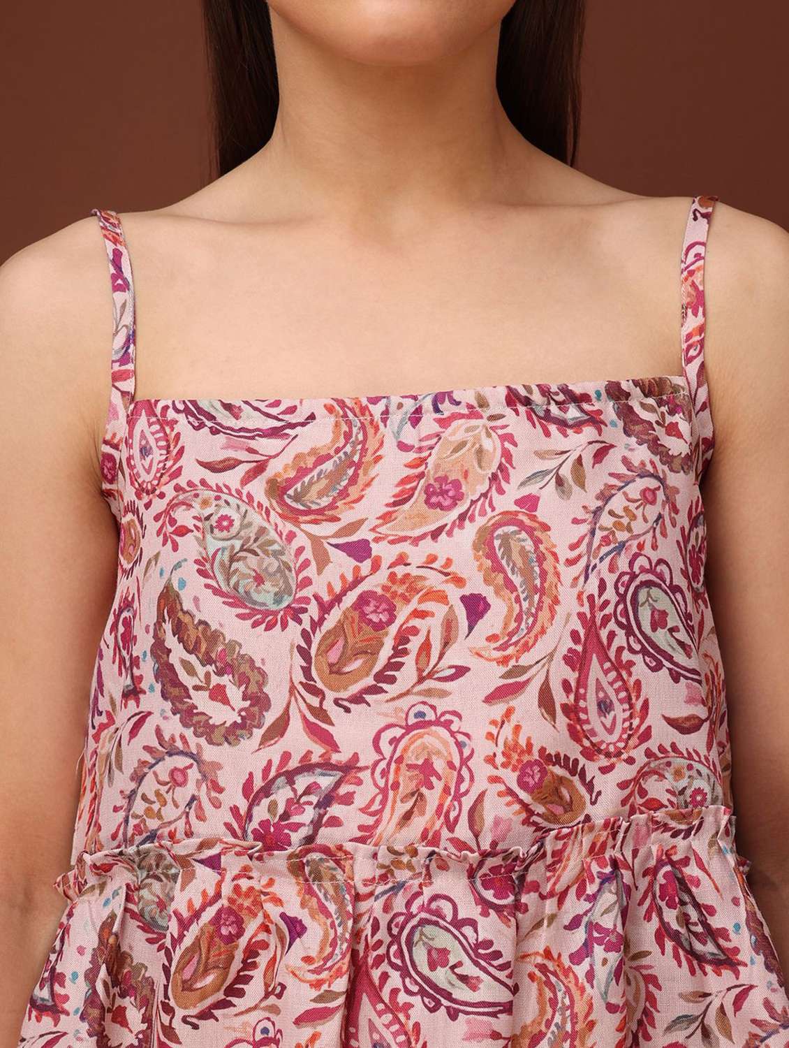 pink cotton blend tiered top - 22553631 -  Standard Image - 1