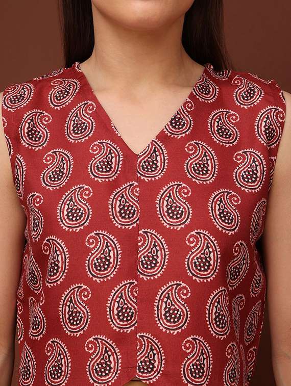 brown cotton blend crop top - 22553636 -  Standard Image - 1