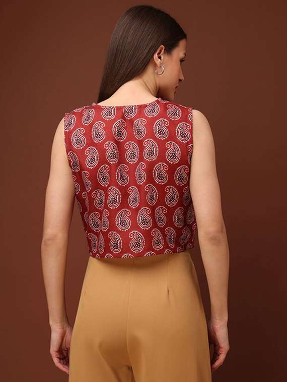 brown cotton blend crop top - 22553636 -  Standard Image - 4