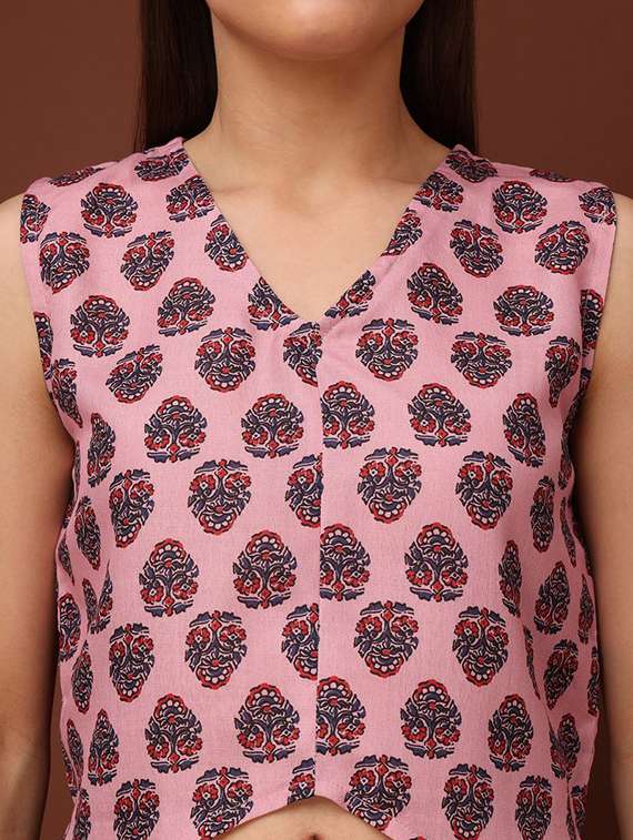 pink cotton blend crop top - 22553638 -  Standard Image - 1