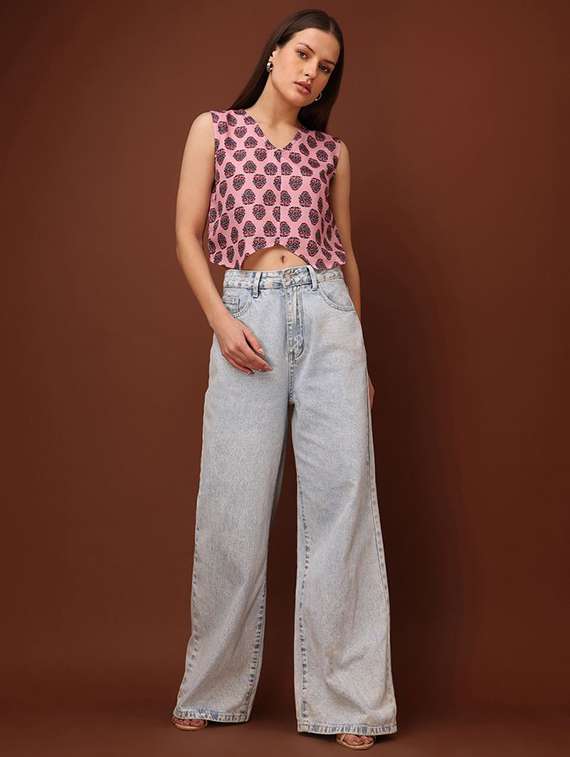 pink cotton blend crop top - 22553638 -  Standard Image - 4