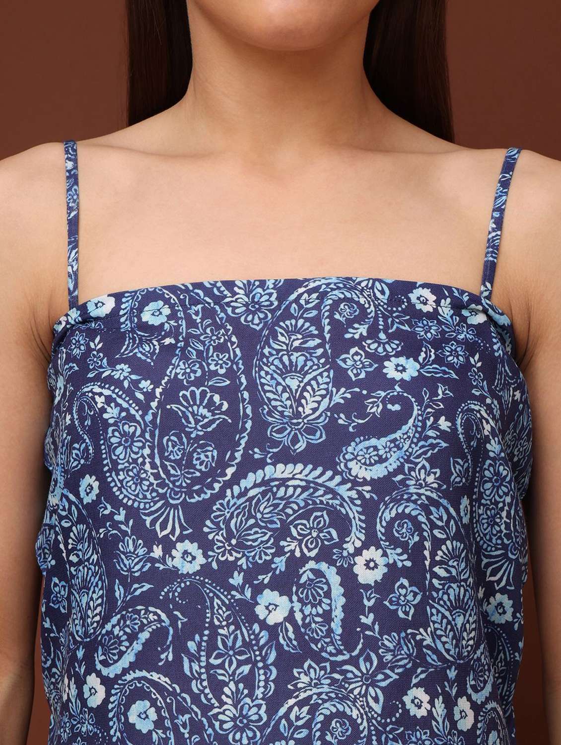 women printed shoulder strap asymmetric top - 22553643 -  Standard Image - 1