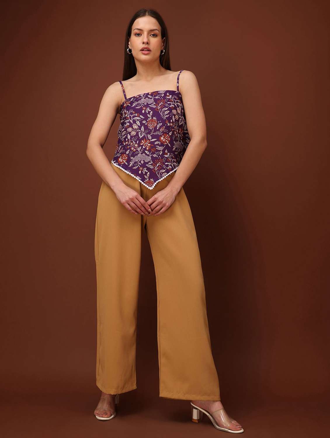 purple cotton blend crop top - 22553646 -  Standard Image - 4
