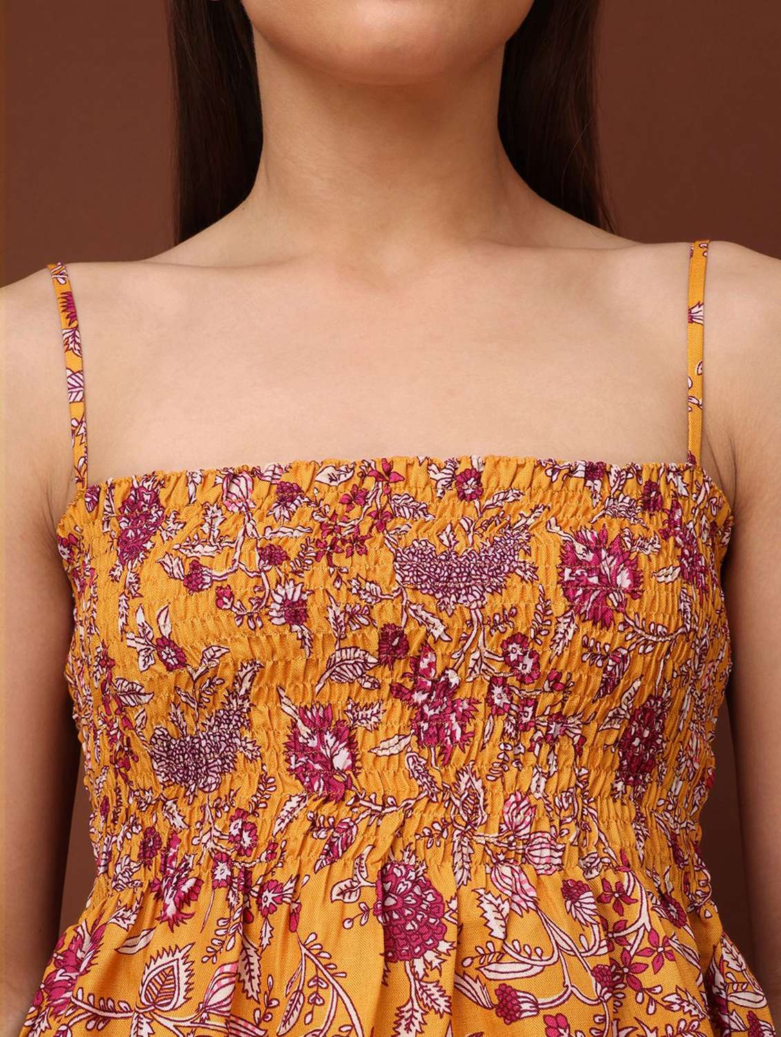 yellow cotton blend peplum top - 22553648 -  Standard Image - 1