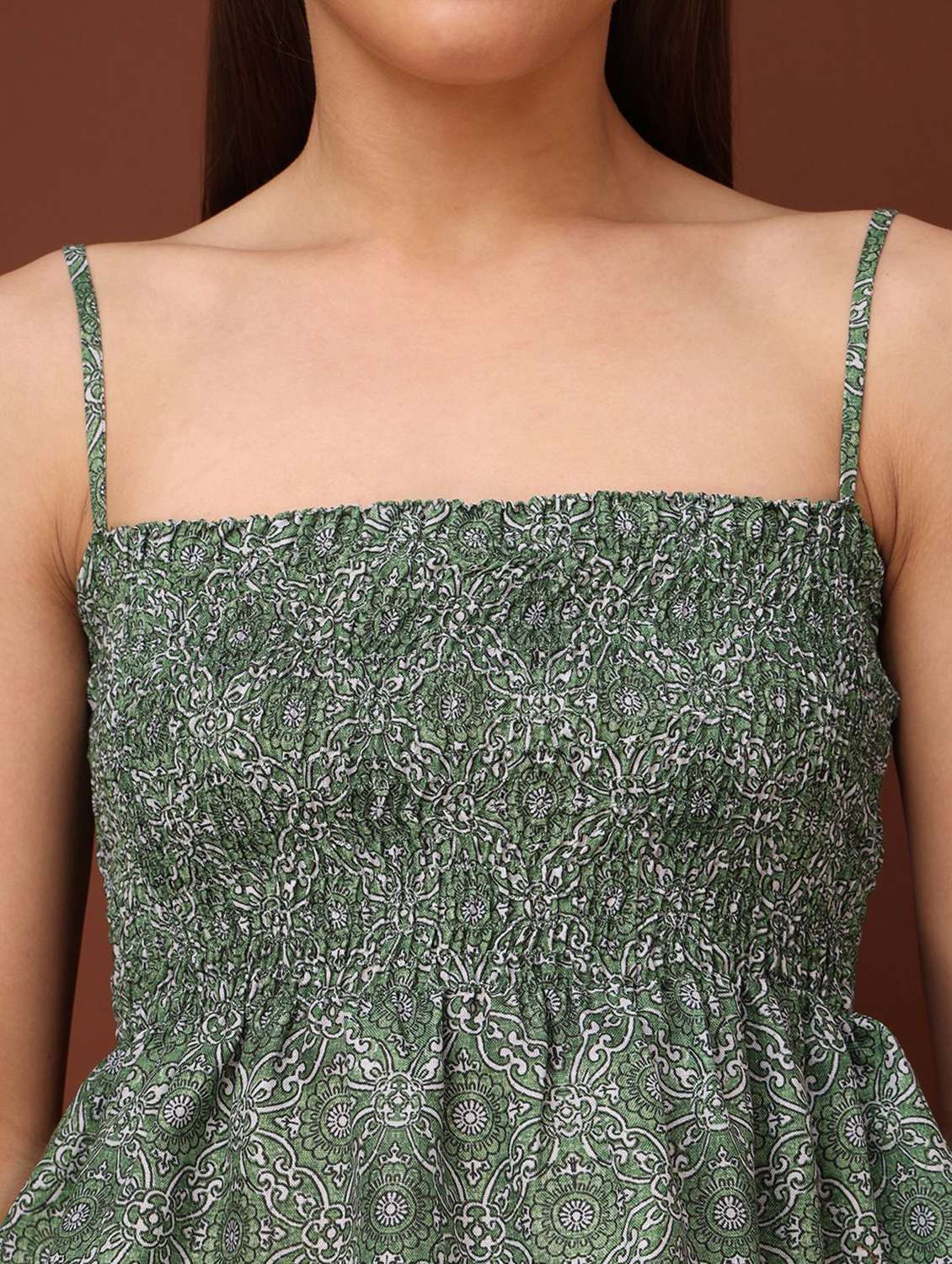 green cotton blend peplum top - 22553652 -  Standard Image - 1
