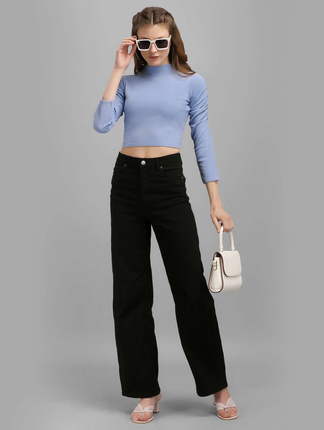 lavender polyester crop top - 22553657 -  Standard Image - 4
