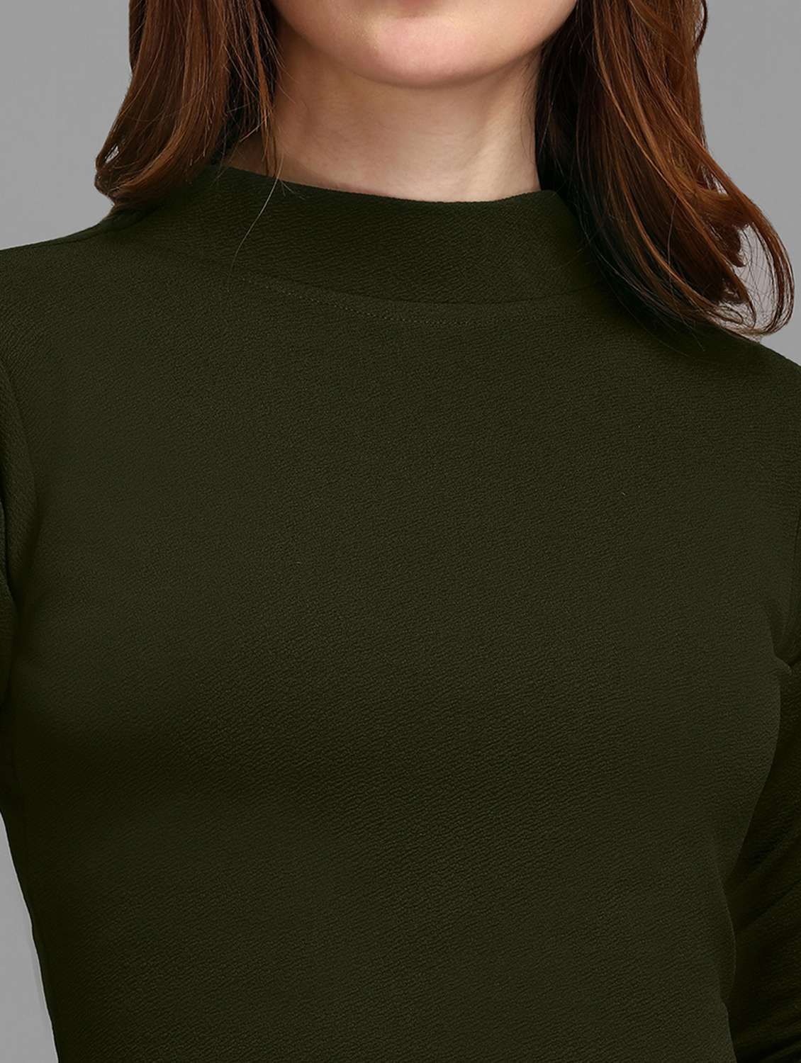 olive polyester crop top - 22553661 -  Standard Image - 1