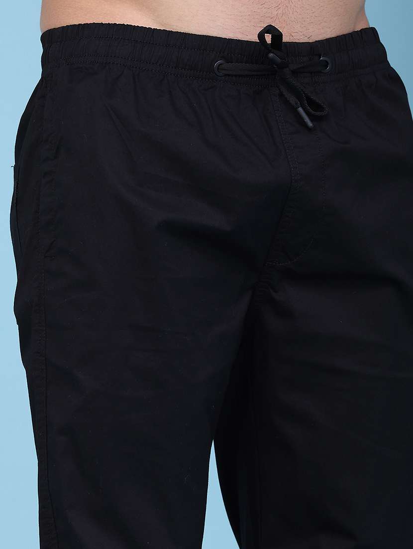 men solid mid rise flat front casual trouser - 22553685 -  Standard Image - 1