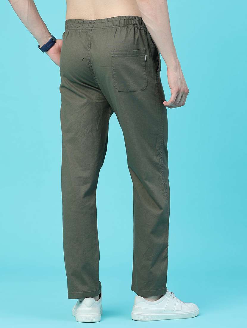 Men Solid Mid Rise Flat Front Casual Trouser - 22553693 -  Standard Image - 4