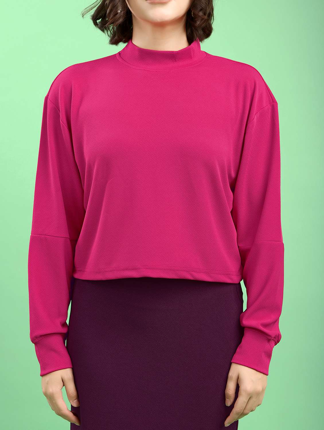 pink lycra blend top and skirt set coord - 22553730 -  Standard Image - 1